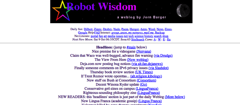 The Robot Wisdom Weblog - The History of the Web