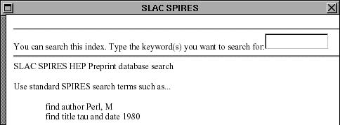 A screenshot of the SPIRES-HEP database website at SLAC when it was first released